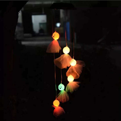 Solar Halloween Skull Wind Chime with Colorful LED Lights