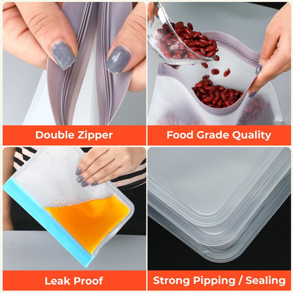 Aesthetixx FreshLock™ Reusable Food Storage Bags — BPA-Free Multi-Size Kitchen Storage Set
