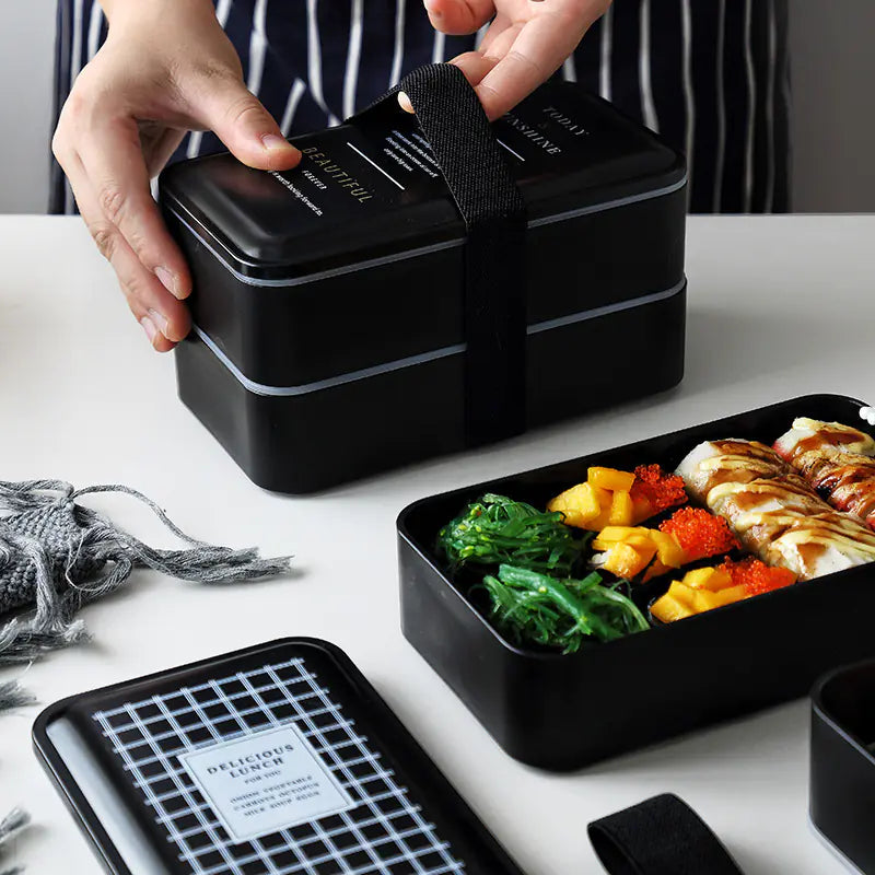 Japanese Minimalist Double-Layer Bento Box for Lunch