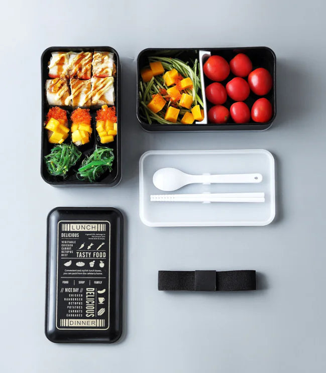 Japanese Minimalist Double-Layer Bento Box for Lunch