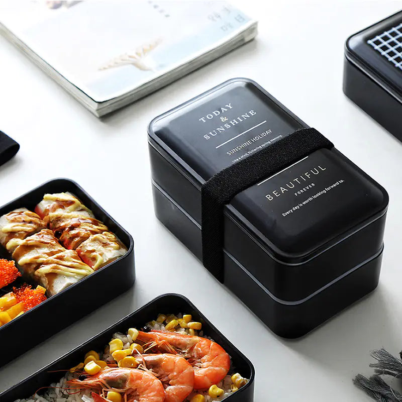 Japanese Minimalist Double-Layer Bento Box for Lunch